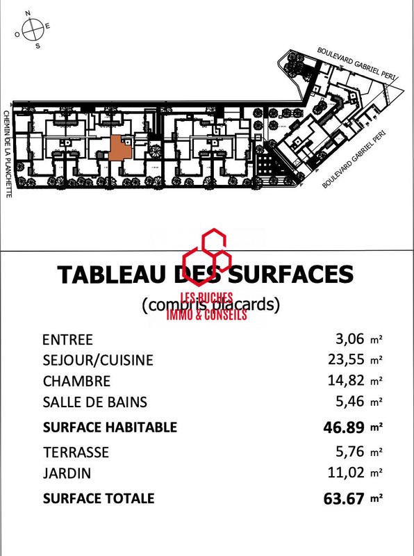 Appartement - 47 m² - 2 pièces