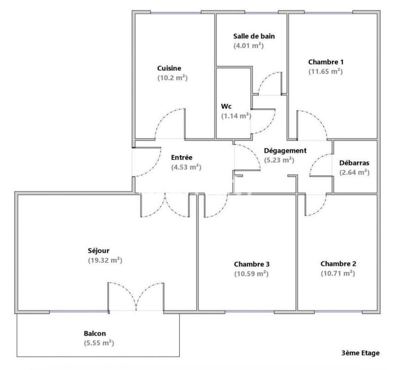 Appartement - 80 m² - 4 pièces