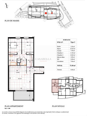 Appartement - 73 m² - 3 pièces