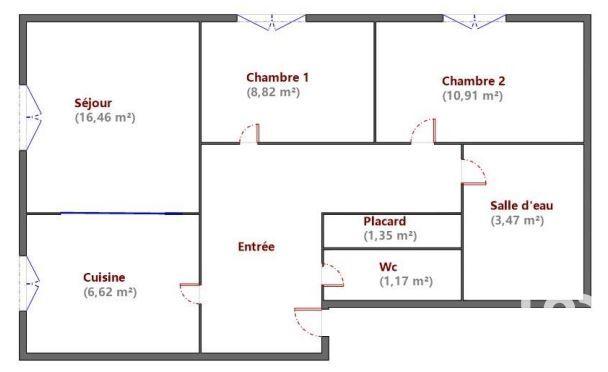 Appartement - 57 m² - 3 pièces