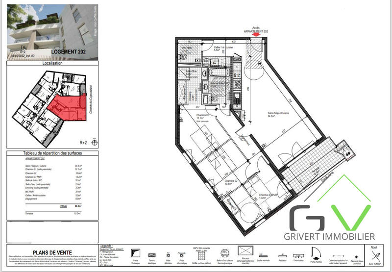 Appartement - 97 m² - 4 pièces
