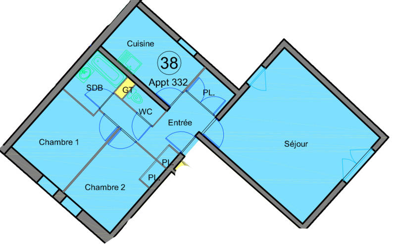 Appartement - 69 m² - 3 pièces