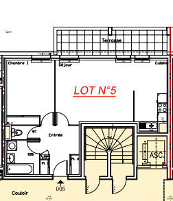 Appartement - 56 m² - 2 pièces