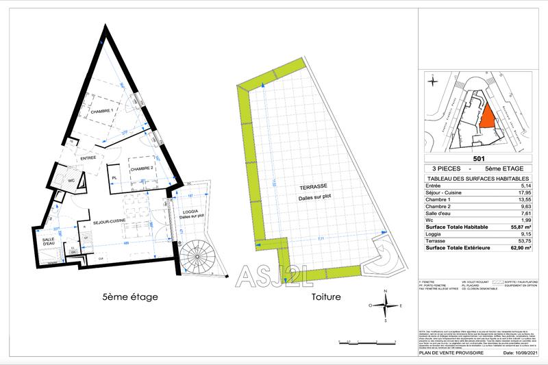Appartement - 56 m² - 3 pièces