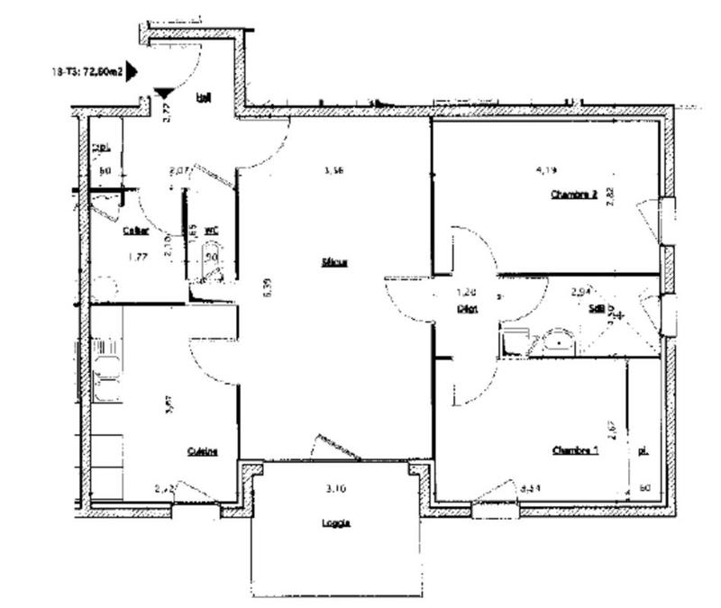 Appartement - 72 m² - 3 pièces
