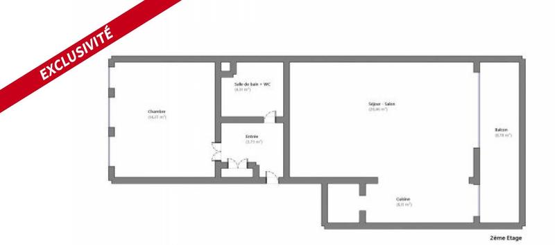 Appartement - 51 m² - 2 pièces