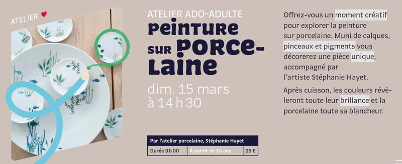 Atelier adulte (ou ado) : Peinture sur porcelaine