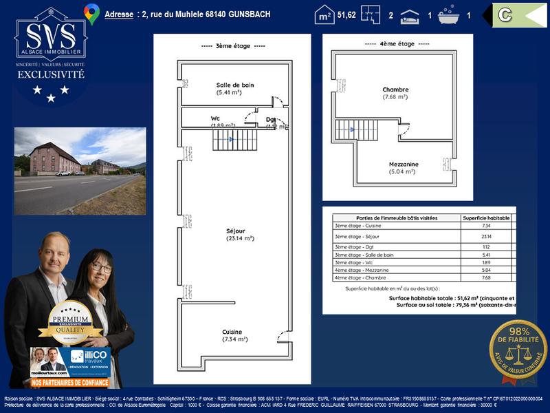 Appartement - 52 m² - 2 pièces