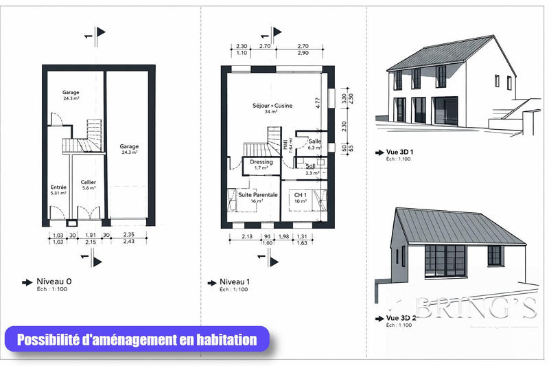 Maison - 100 m² - 1 pièce