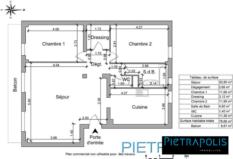 Appartement - 79 m² - 3 pièces