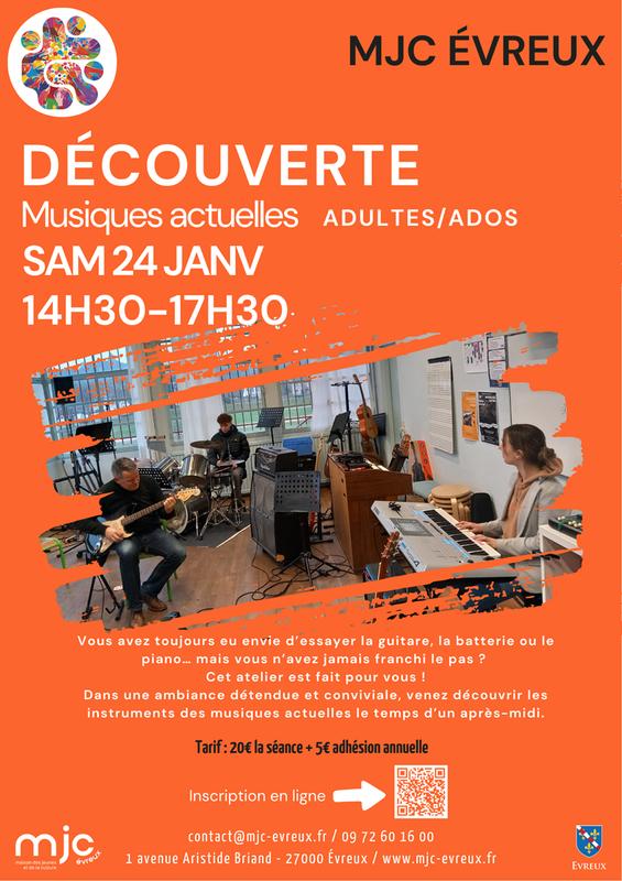 Atelier « Découverte musiques actuelles » – Mjc d’Évreux