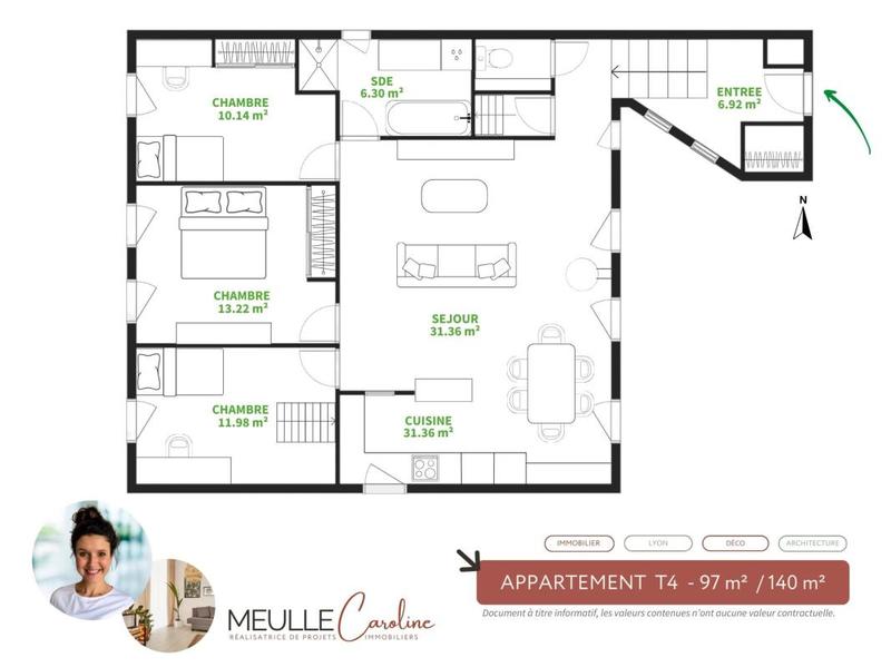 Appartement - 96 m² - 4 pièces