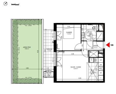 Appartement - 44 m² - 2 pièces