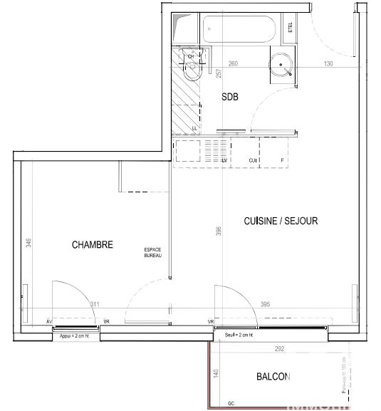 Appartement - 36 m² - 2 pièces