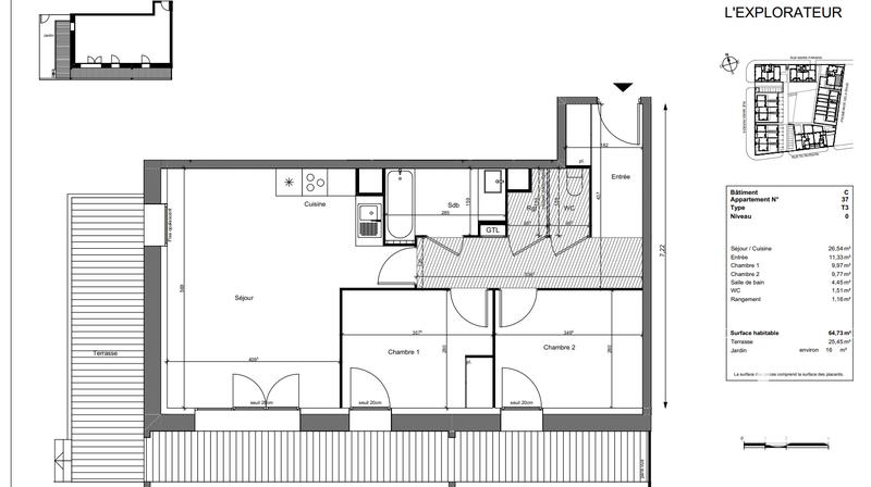Appartement - 65 m² - 3 pièces