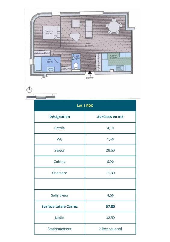 Appartement - 57 m² - 2 pièces