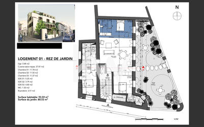 Appartement - 93 m² - 4 pièces