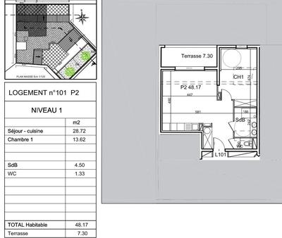 Appartement - 51 m² - 2 pièces