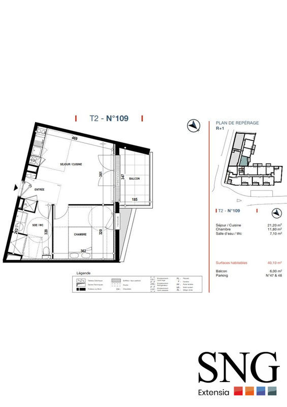 Appartement - 40 m² - 2 pièces
