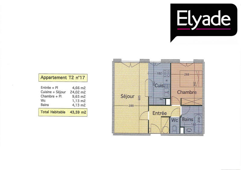 Appartement - 43 m² - 2 pièces