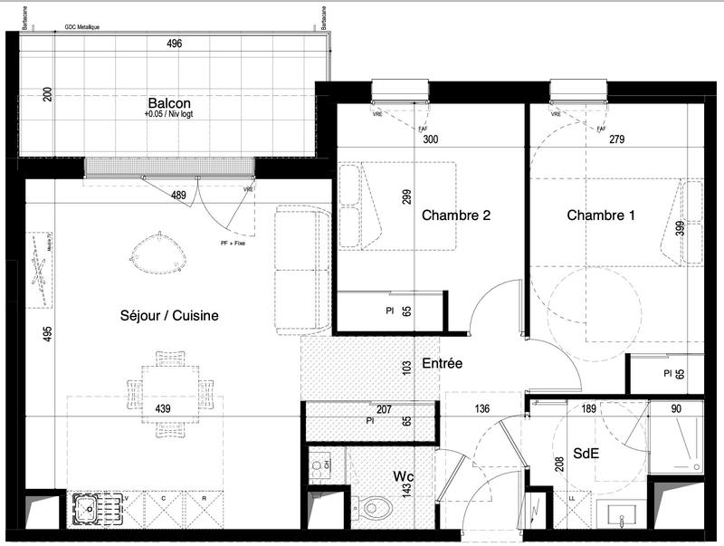 Appartement - 64 m² - 3 pièces