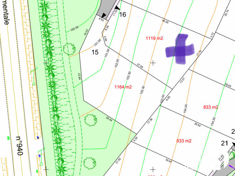 Terrain constructible - 1 119 m²