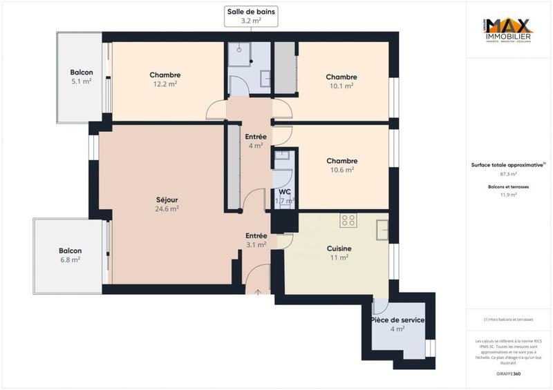 Appartement - 84 m² - 4 pièces