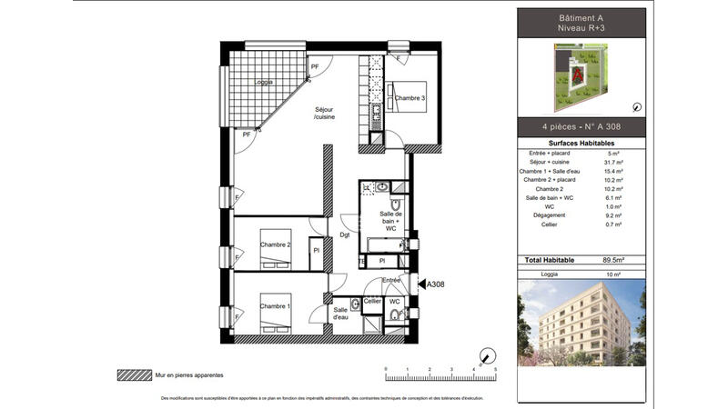 Appartement - 90 m² - 4 pièces