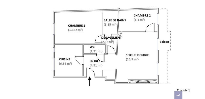 Appartement - 66 m² - 3 pièces