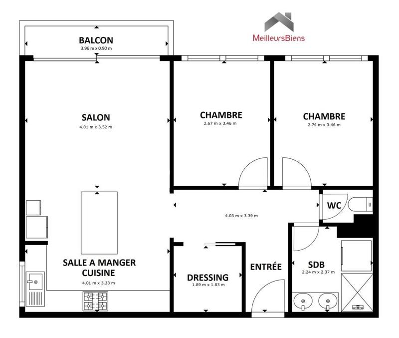 Appartement - 64 m² - 3 pièces