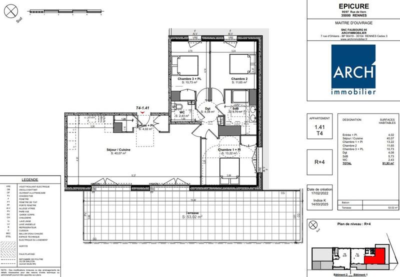 Appartement - 65 m² - 3 pièces