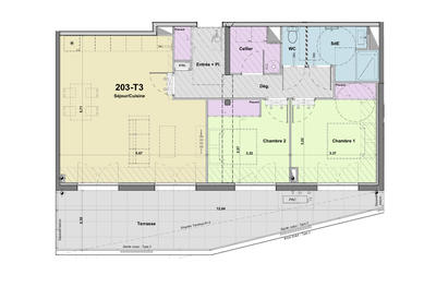 Appartement - 69 m² - 3 pièces