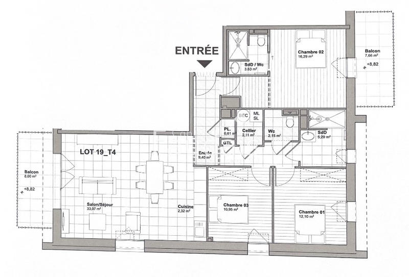 Appartement - 96 m² - 4 pièces