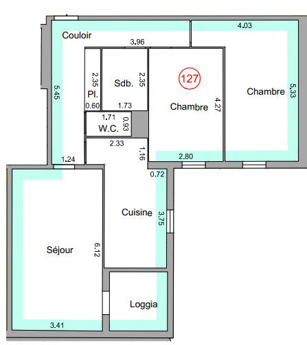 Appartement - 77 m² - 3 pièces