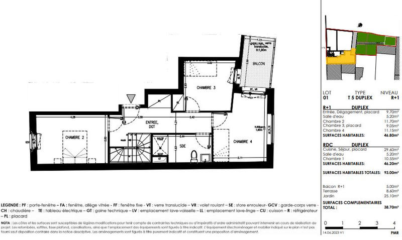 Duplex - 93 m² - 5 pièces