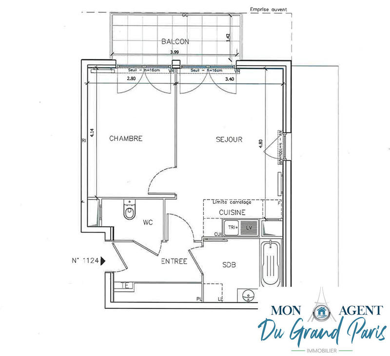 Appartement - 43 m² - 2 pièces