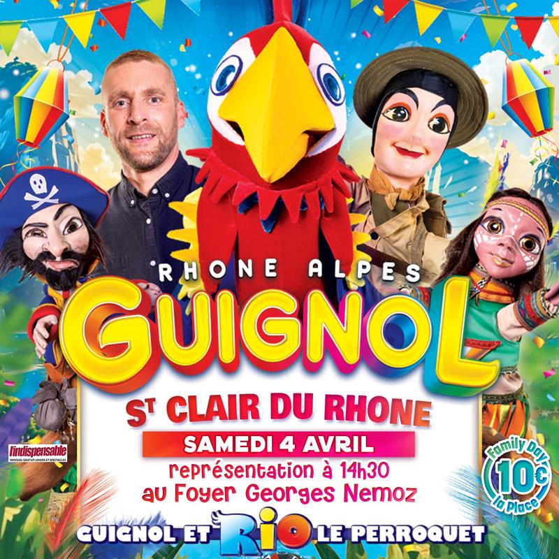Guignol et Rio le majestueux perroquet
