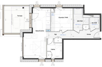 Appartement - 57 m² - 2 pièces