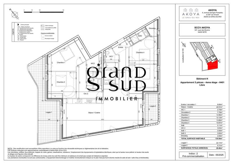 Appartement - 135 m² - 5 pièces