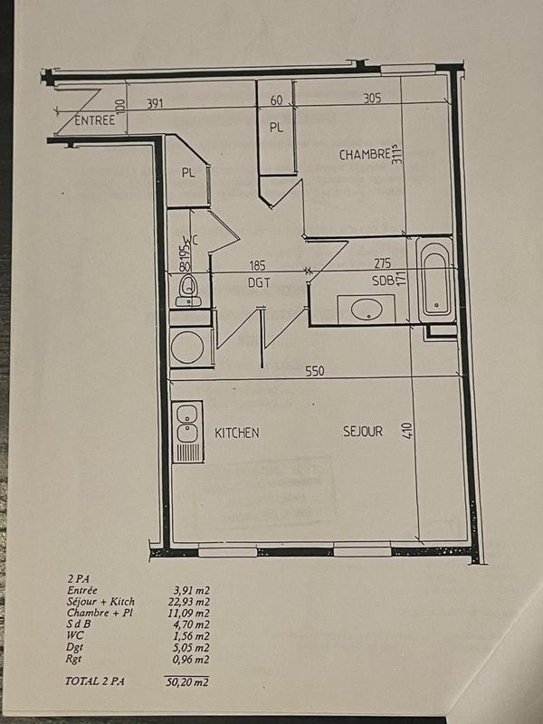 Appartement - 50 m² - 2 pièces