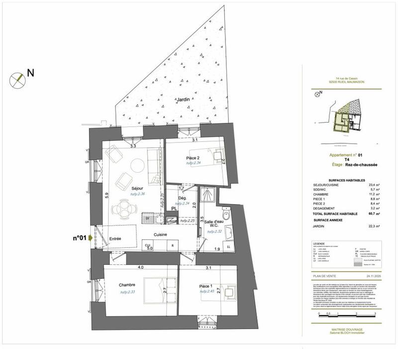 Appartement - 61 m² - 4 pièces