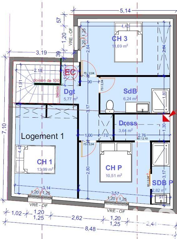 Maison - 111 m² - 4 pièces