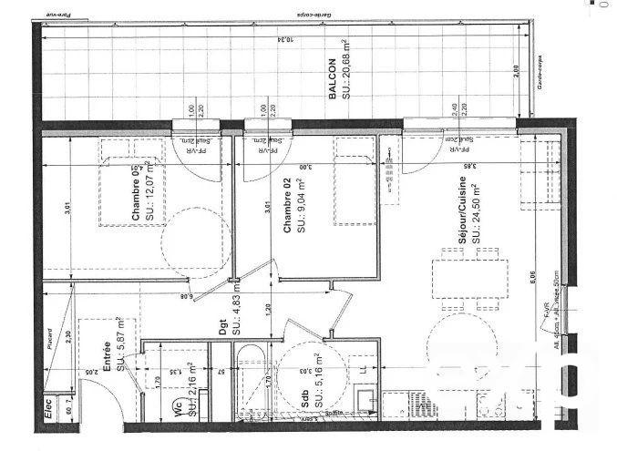 Appartement - 64 m² - 3 pièces