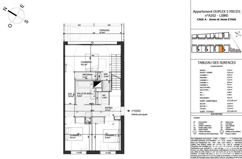 Appartement - 113 m² - 5 pièces