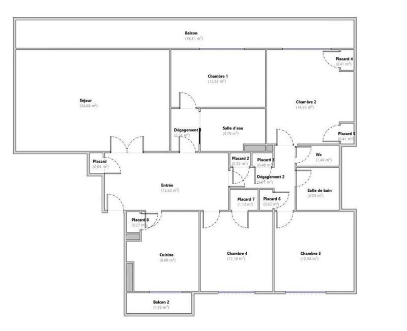 Appartement - 132 m² - 5 pièces