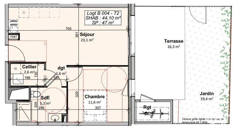 Appartement - 44 m² - 2 pièces