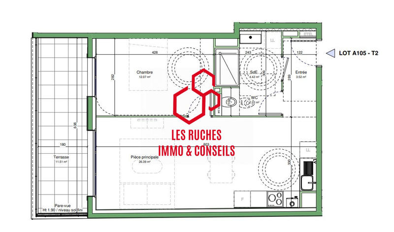 Appartement - 49 m² - 2 pièces