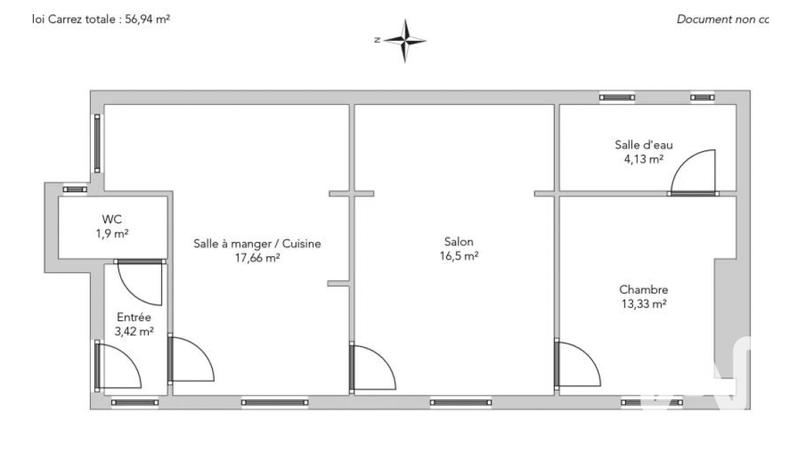 Appartement - 57 m² - 3 pièces