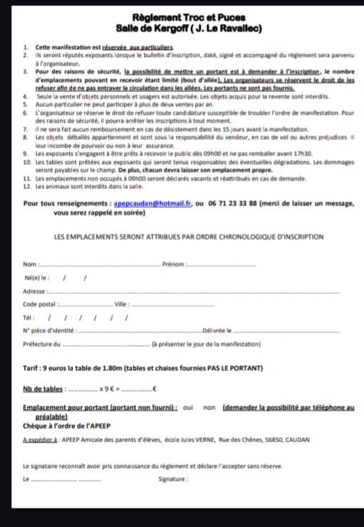 Troc et puces des écoles publiques de caudan