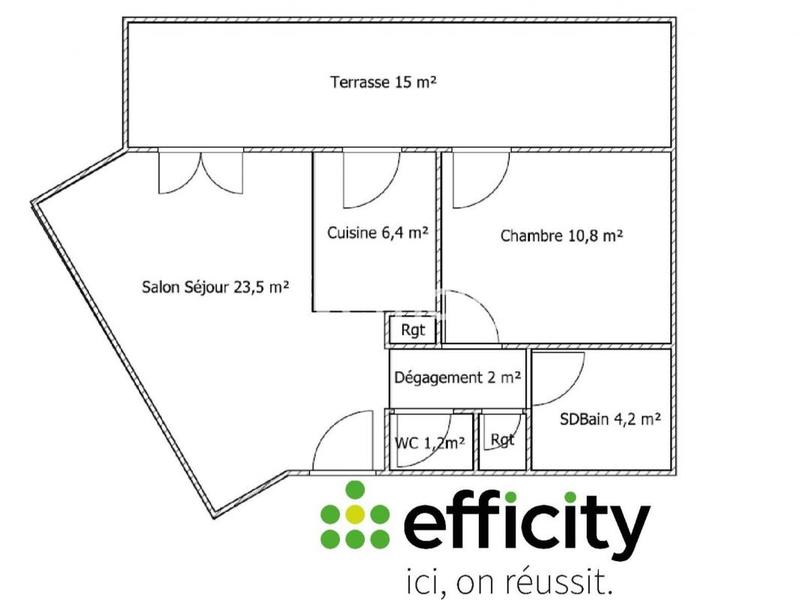 Appartement - 46 m² - 2 pièces